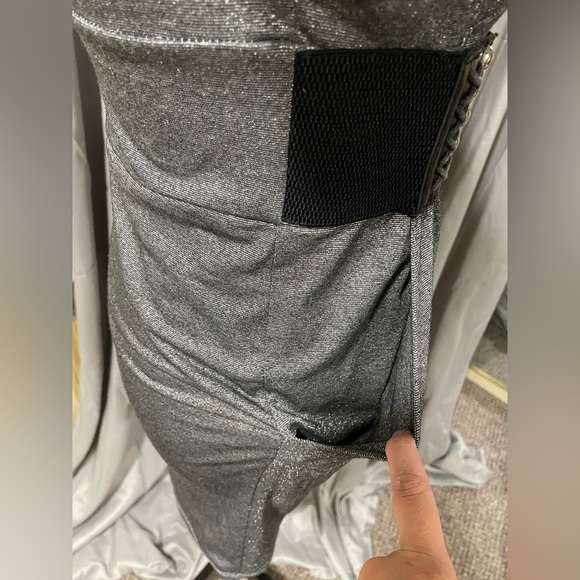 Papaya Metallic Gray Mini Dress with Studded Black Belt - Picture 8 of 9